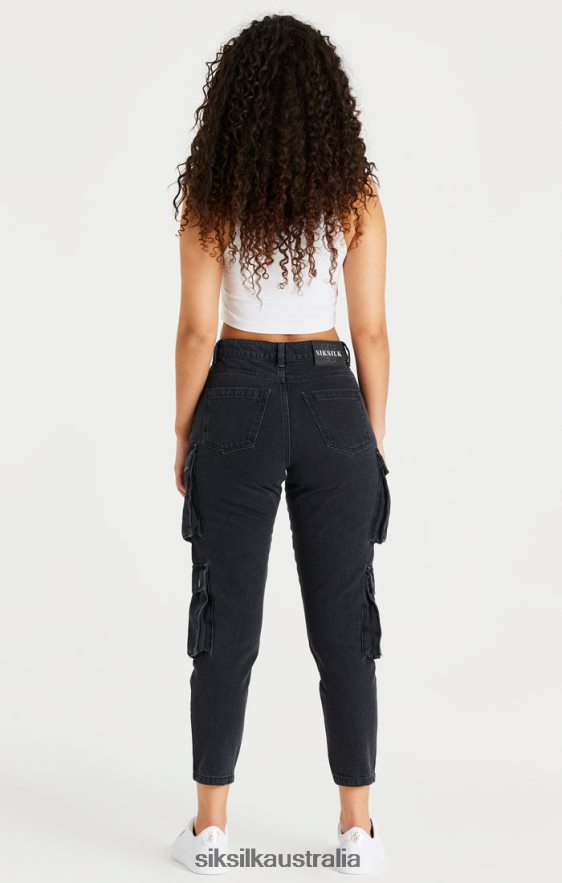 Women Apparel TB82N187 SikSilk Black Denim Cargos