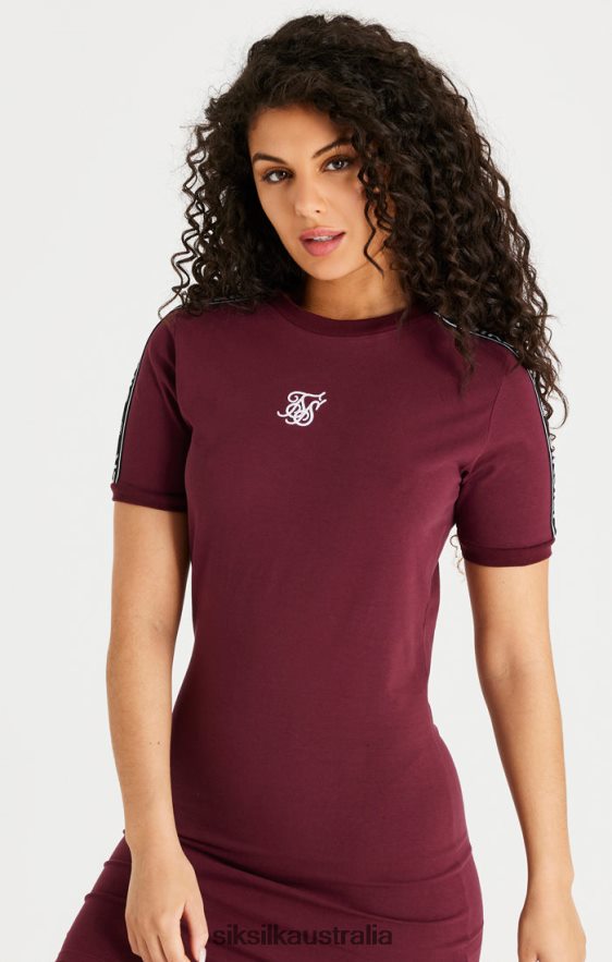 Women Apparel TB82N141 SikSilk Burgundy Tape Bodycon Dress