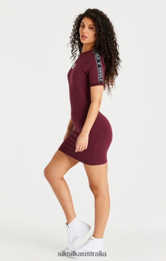 Women Apparel TB82N141 SikSilk Burgundy Tape Bodycon Dress