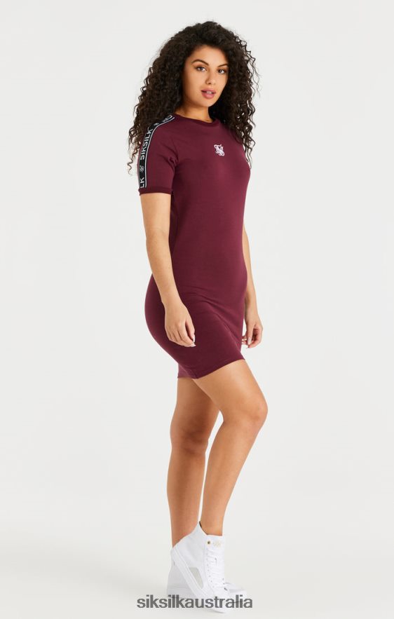 Women Apparel TB82N141 SikSilk Burgundy Tape Bodycon Dress