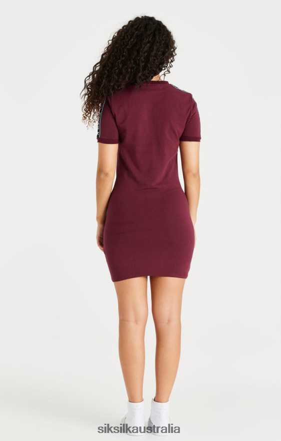 Women Apparel TB82N141 SikSilk Burgundy Tape Bodycon Dress