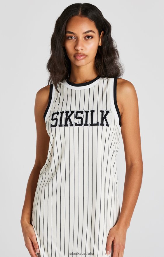 Women Apparel TB82N144 SikSilk Ecru Basketball Pinstripe Dress