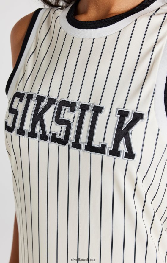 Women Apparel TB82N144 SikSilk Ecru Basketball Pinstripe Dress