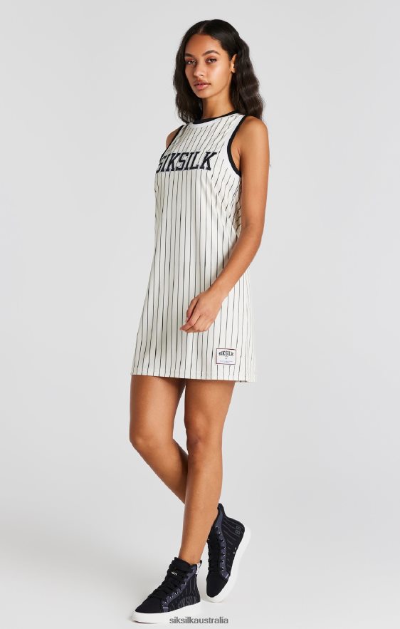 Women Apparel TB82N144 SikSilk Ecru Basketball Pinstripe Dress