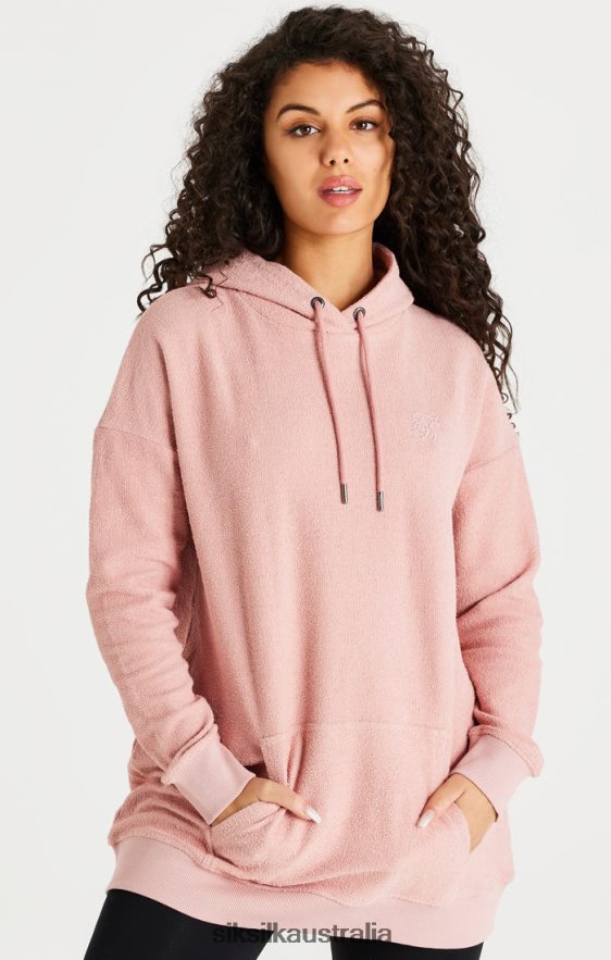 Women Apparel TB82N146 SikSilk Pink Reverse Fleece Hoodie Dress