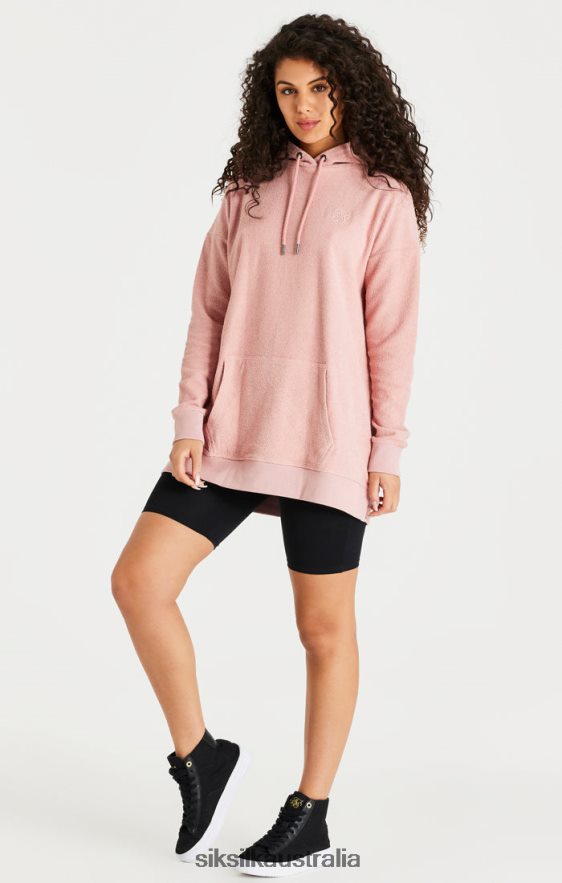 Women Apparel TB82N146 SikSilk Pink Reverse Fleece Hoodie Dress
