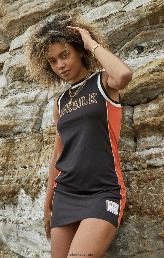 Women Apparel TB82N147 SikSilk Black Panelled Basketball Dress