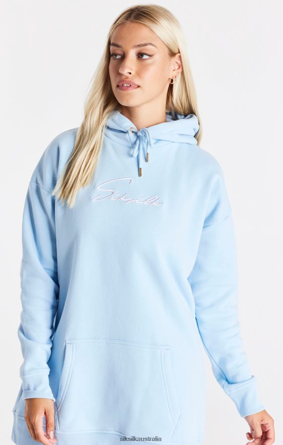 Women Apparel TB82N148 SikSilk Signature Essentials Hoodie Dress - Blue