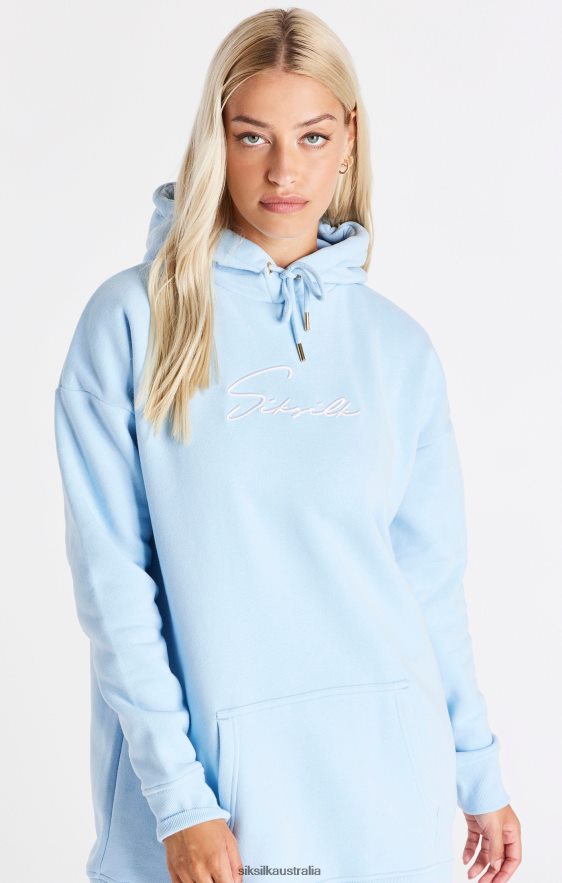 Women Apparel TB82N148 SikSilk Signature Essentials Hoodie Dress - Blue