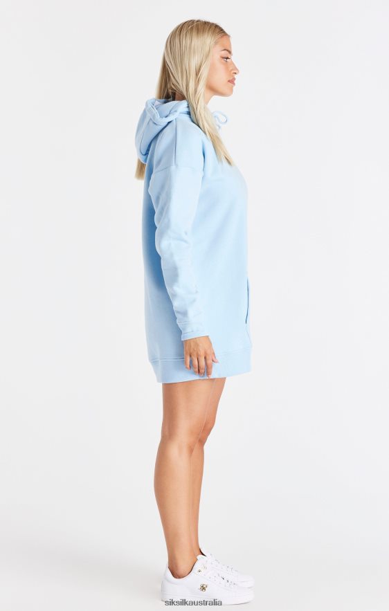 Women Apparel TB82N148 SikSilk Signature Essentials Hoodie Dress - Blue