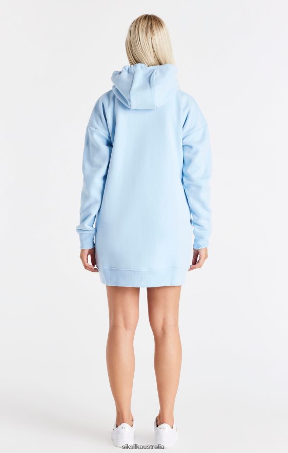 Women Apparel TB82N148 SikSilk Signature Essentials Hoodie Dress - Blue