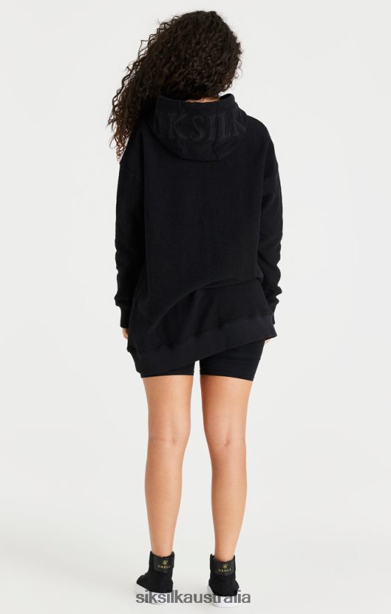 Women Apparel TB82N151 SikSilk Black Reverse Fleece Hoodie Dress