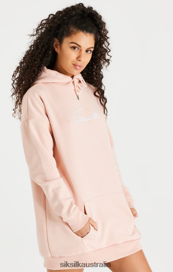 Women Apparel TB82N152 SikSilk Pink Oversize Hoodie Dress