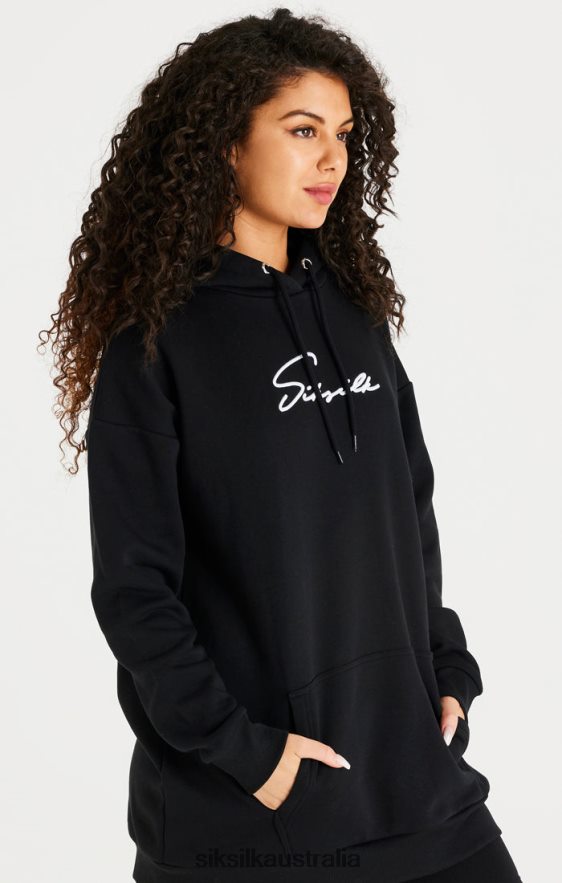 Women Apparel TB82N154 SikSilk Black Oversize Hoodie Dress