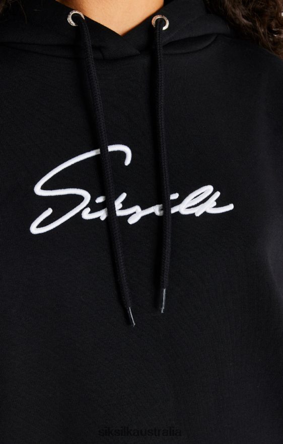 Women Apparel TB82N154 SikSilk Black Oversize Hoodie Dress