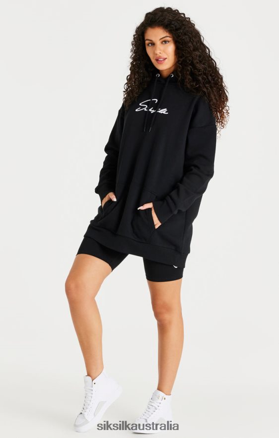 Women Apparel TB82N154 SikSilk Black Oversize Hoodie Dress