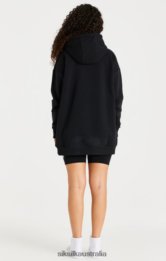 Women Apparel TB82N154 SikSilk Black Oversize Hoodie Dress