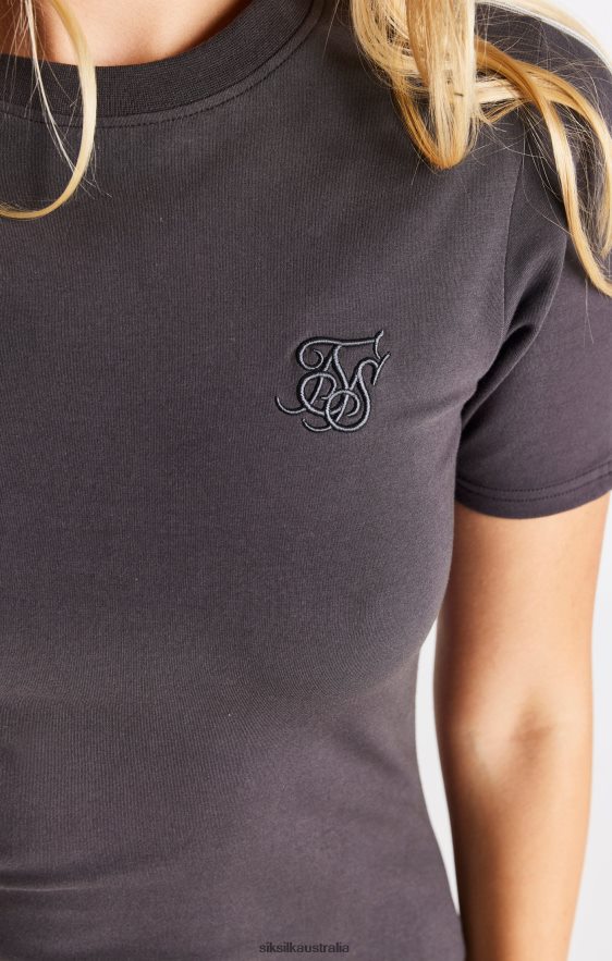 Women Apparel TB82N155 SikSilk Short Sleeve Taped Dress - Grey