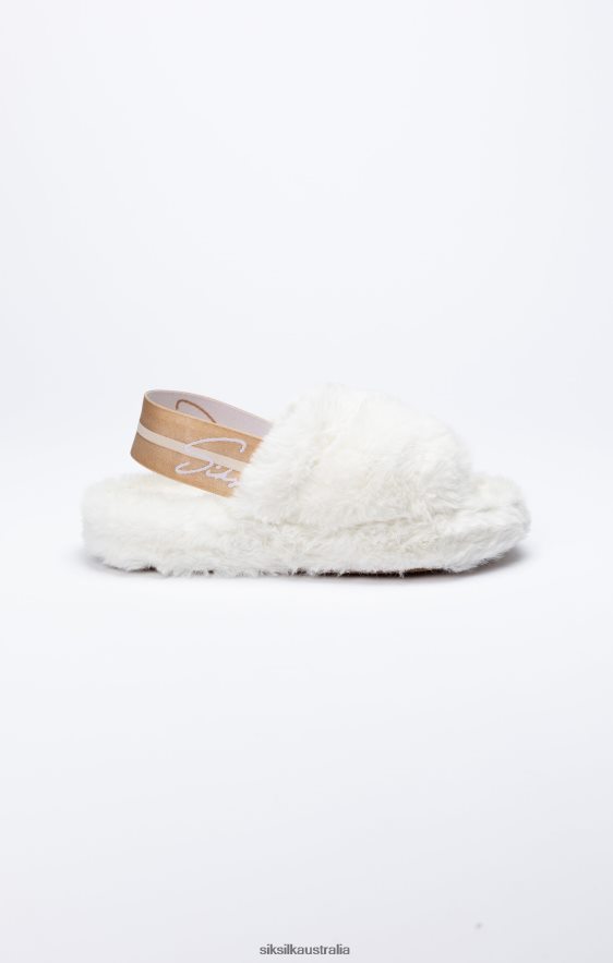 Women Footwear TB82N271 SikSilk White Fluffy Slide Slipper