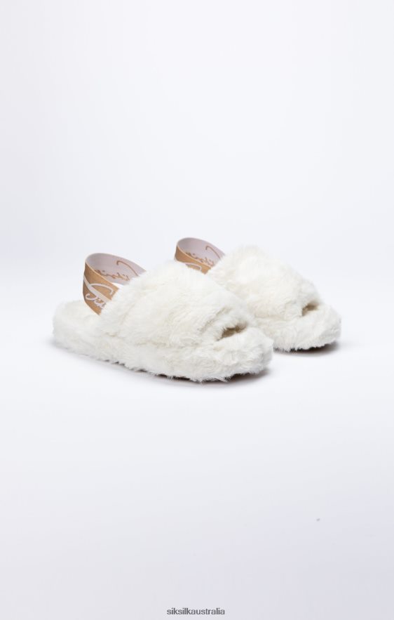 Women Footwear TB82N271 SikSilk White Fluffy Slide Slipper