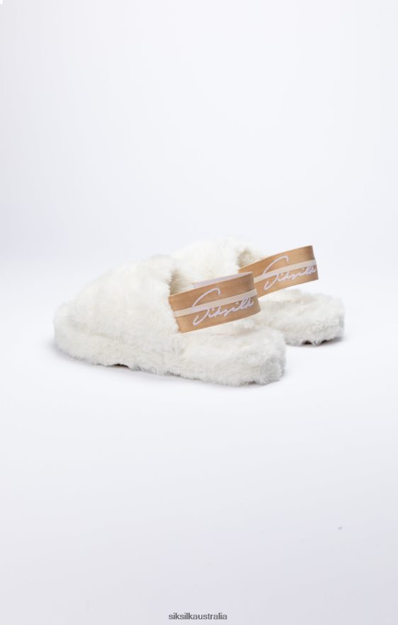 Women Footwear TB82N271 SikSilk White Fluffy Slide Slipper