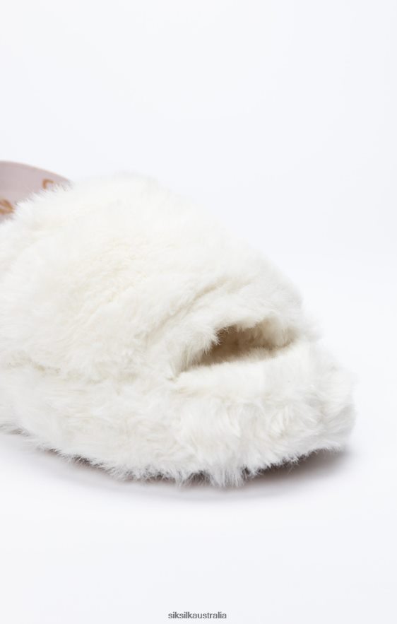 Women Footwear TB82N271 SikSilk White Fluffy Slide Slipper
