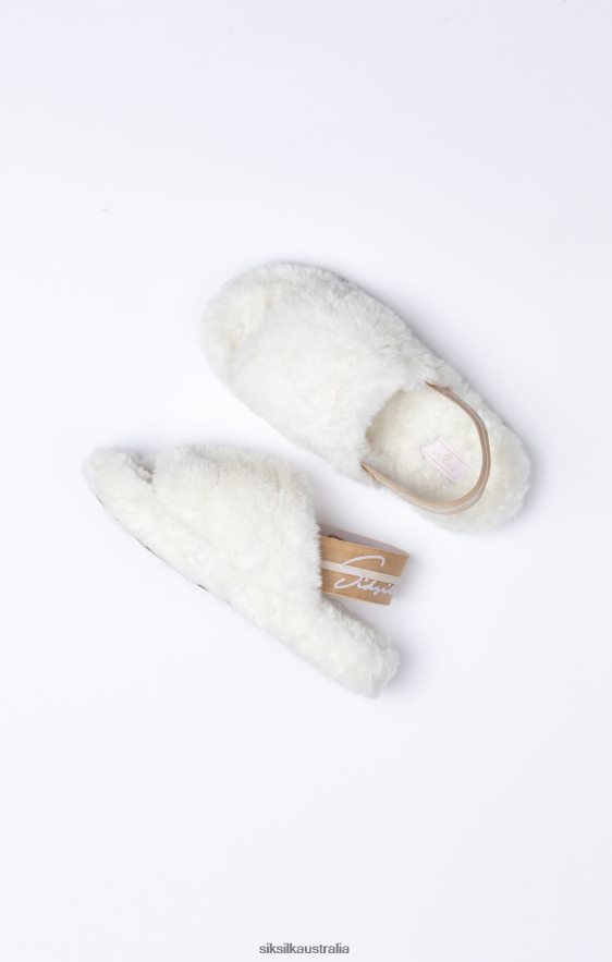 Women Footwear TB82N271 SikSilk White Fluffy Slide Slipper