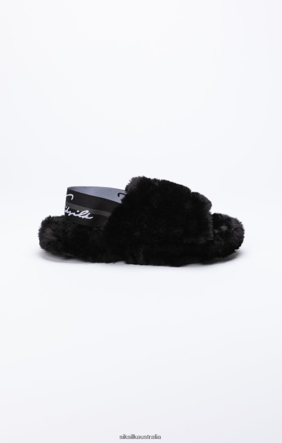 Women Footwear TB82N278 SikSilk Black Fluffy Slide Slipper