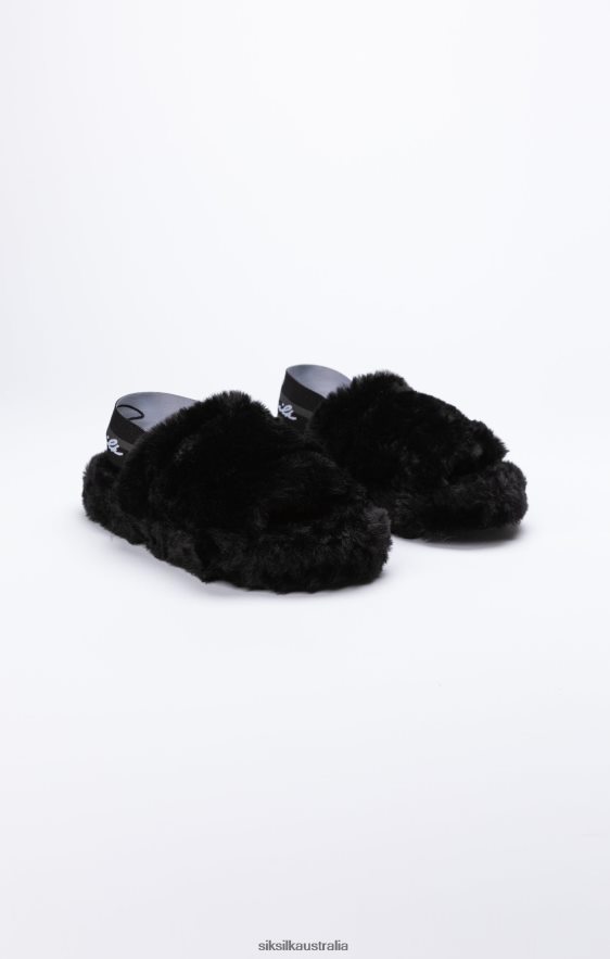 Women Footwear TB82N278 SikSilk Black Fluffy Slide Slipper