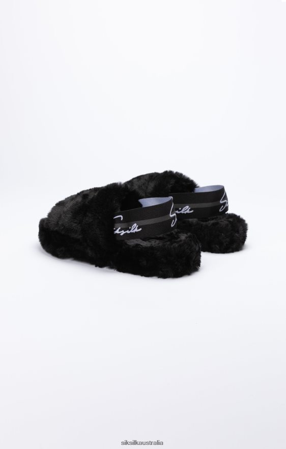 Women Footwear TB82N278 SikSilk Black Fluffy Slide Slipper