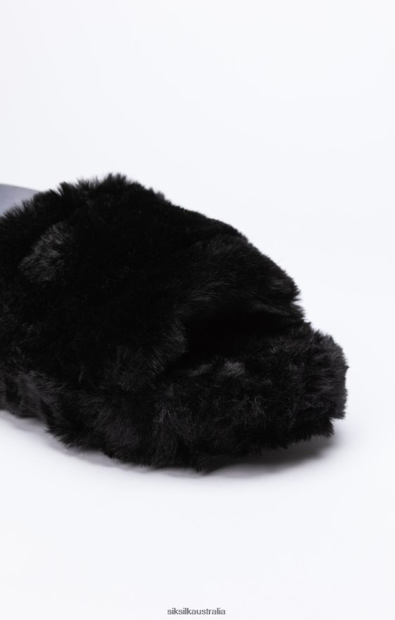 Women Footwear TB82N278 SikSilk Black Fluffy Slide Slipper
