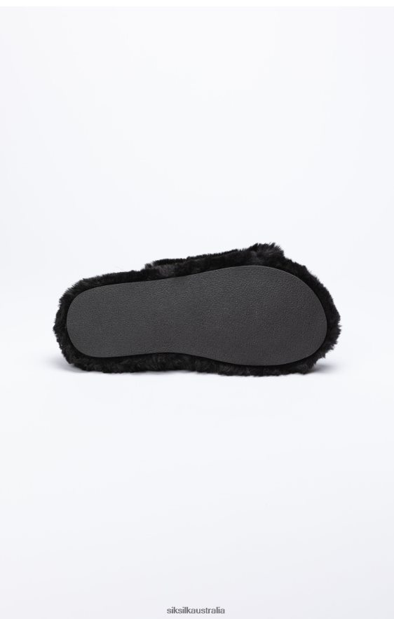 Women Footwear TB82N278 SikSilk Black Fluffy Slide Slipper