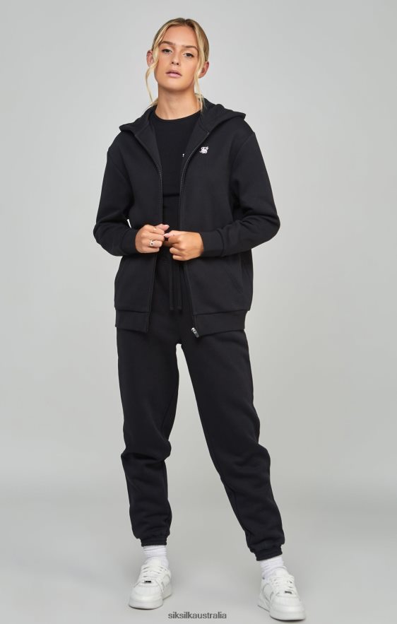 Women Apparel TB82N100 SikSilk Black Essential Zip Thru