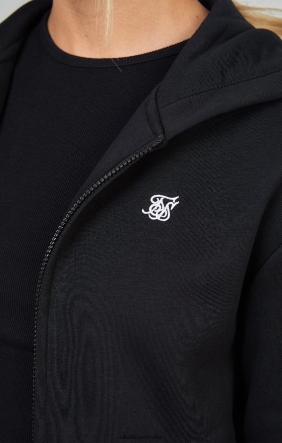 Women Apparel TB82N100 SikSilk Black Essential Zip Thru