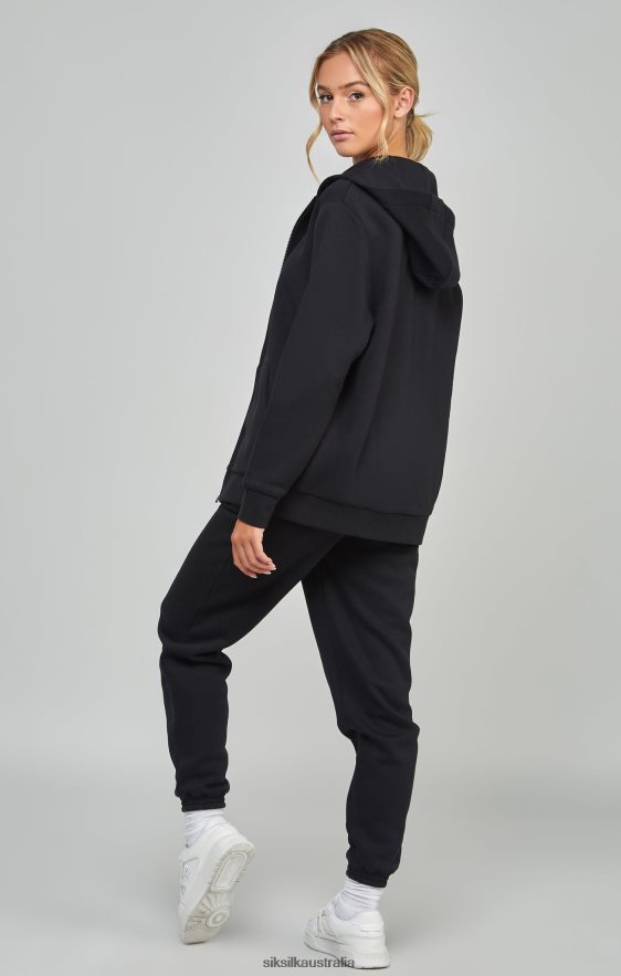 Women Apparel TB82N100 SikSilk Black Essential Zip Thru