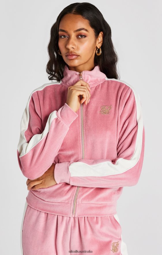 Women Apparel TB82N111 SikSilk Pink Velour Track Top