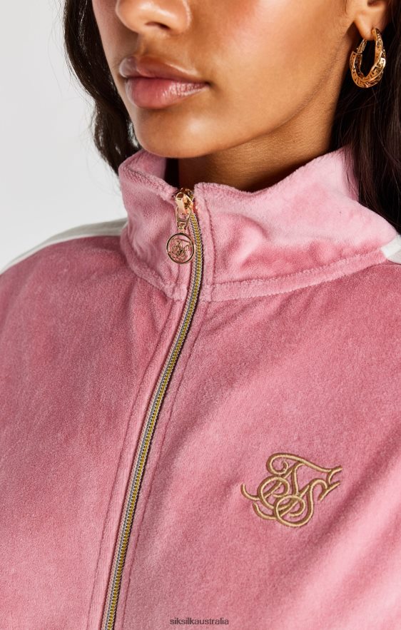 Women Apparel TB82N111 SikSilk Pink Velour Track Top