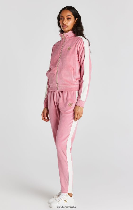 Women Apparel TB82N111 SikSilk Pink Velour Track Top