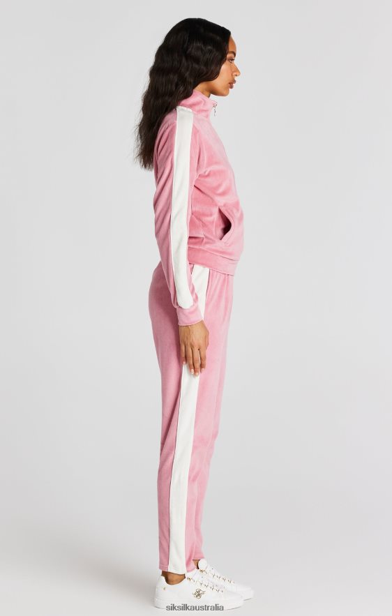 Women Apparel TB82N111 SikSilk Pink Velour Track Top