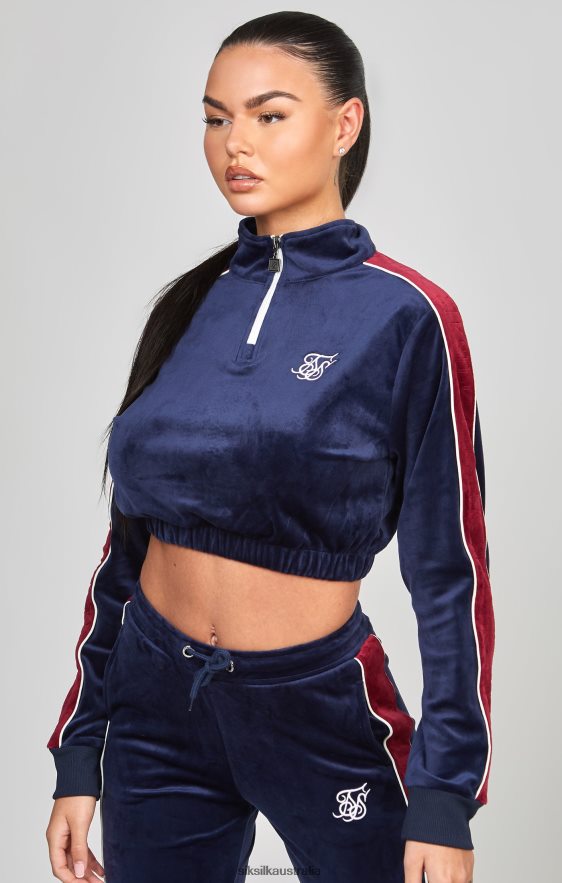Women Apparel TB82N112 SikSilk Navy Velour Track Top
