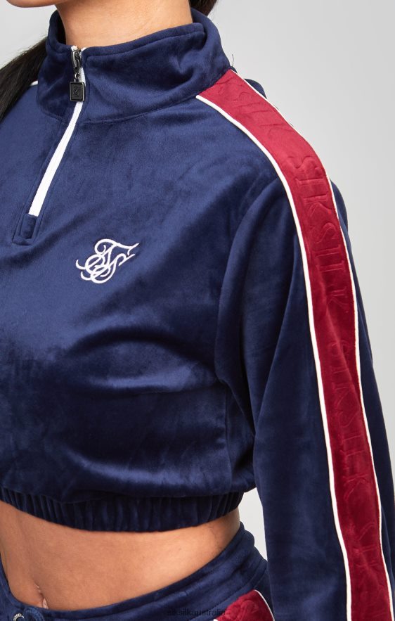 Women Apparel TB82N112 SikSilk Navy Velour Track Top