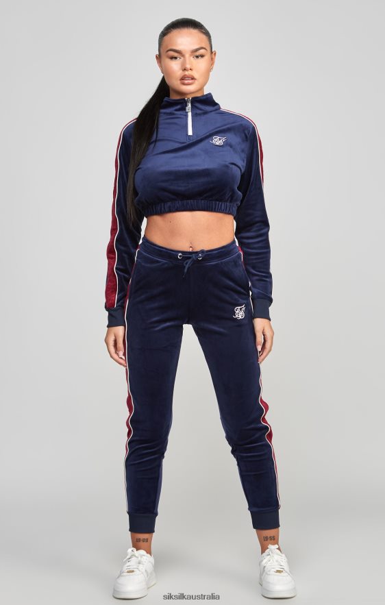 Women Apparel TB82N112 SikSilk Navy Velour Track Top