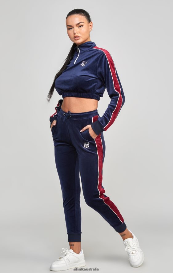 Women Apparel TB82N112 SikSilk Navy Velour Track Top