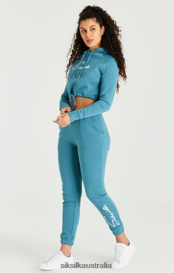 Women Apparel TB82N120 SikSilk Teal Essential Cropped Hoodie