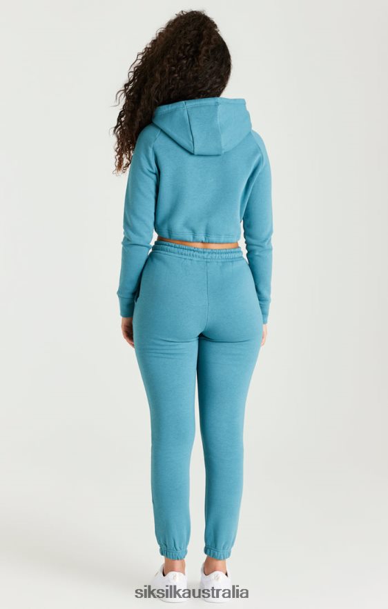 Women Apparel TB82N120 SikSilk Teal Essential Cropped Hoodie