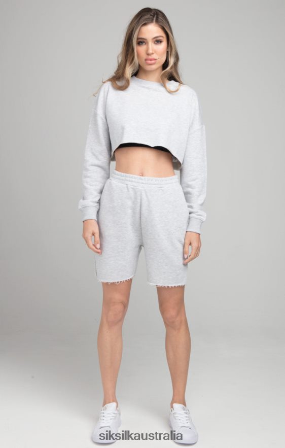 Women Apparel TB82N122 SikSilk Cropped Sweatshirt - Grey Marl