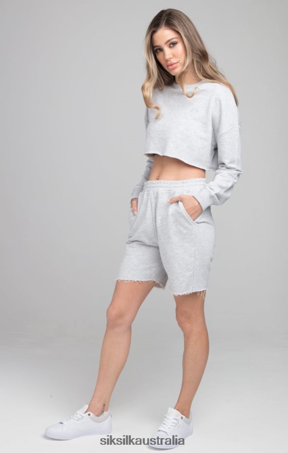 Women Apparel TB82N122 SikSilk Cropped Sweatshirt - Grey Marl