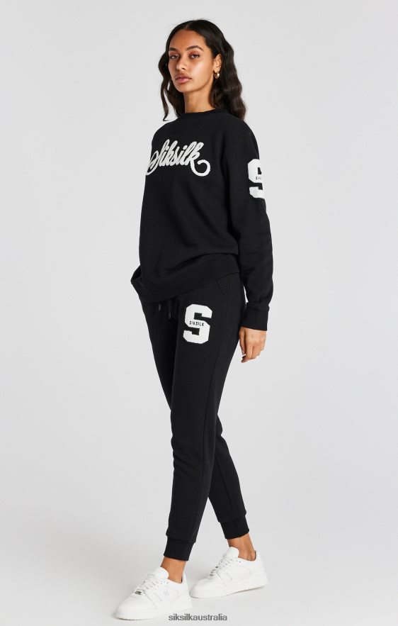 Women Apparel TB82N76 SikSilk Black Varsity Logo Sweatshirt