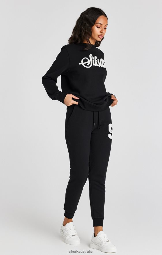 Women Apparel TB82N76 SikSilk Black Varsity Logo Sweatshirt