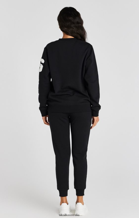 Women Apparel TB82N76 SikSilk Black Varsity Logo Sweatshirt